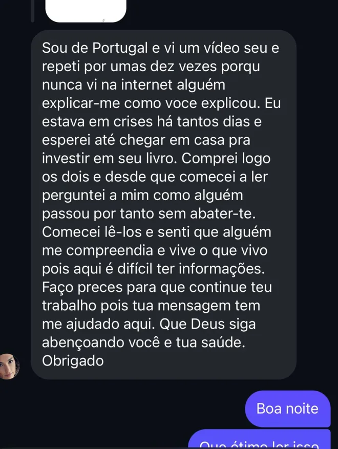 Depoimento de leitor sobre o material, captura 5