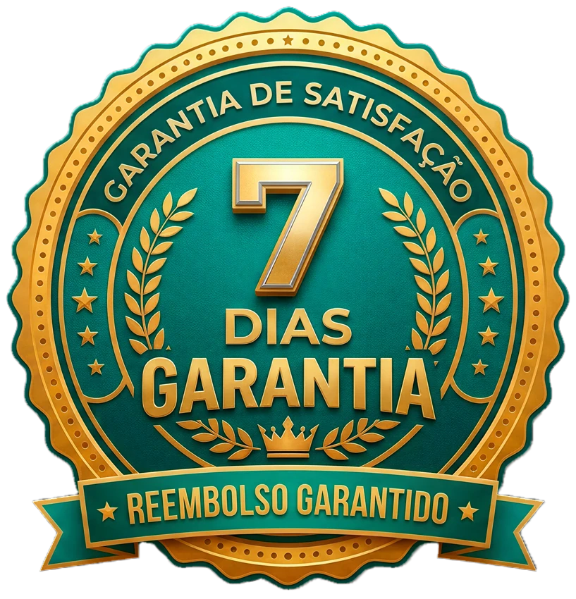 Selo de garantia de satisfação de 7 dias, reembolso conforme as condições da compra